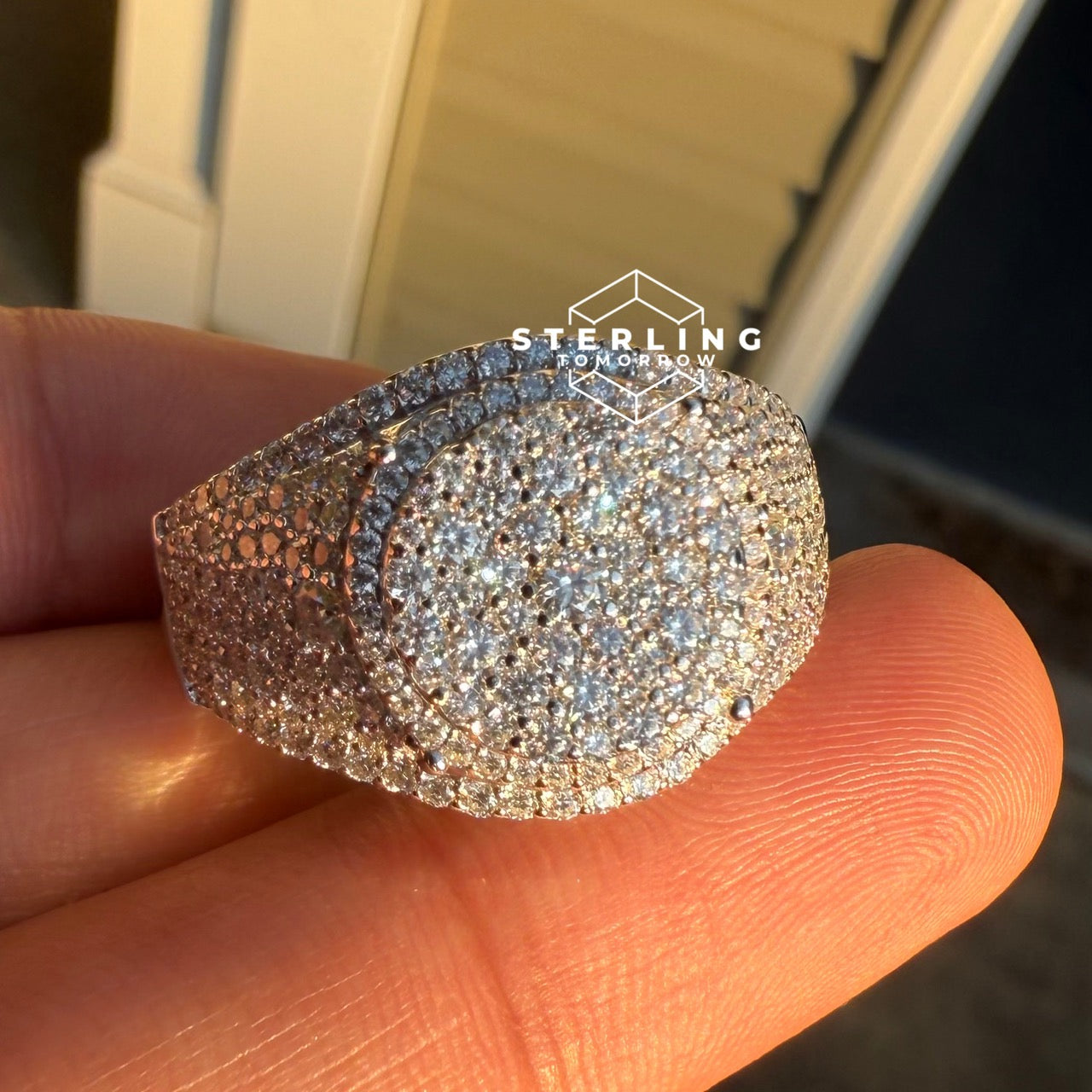 Cluster Round Moissanite Men's Ring