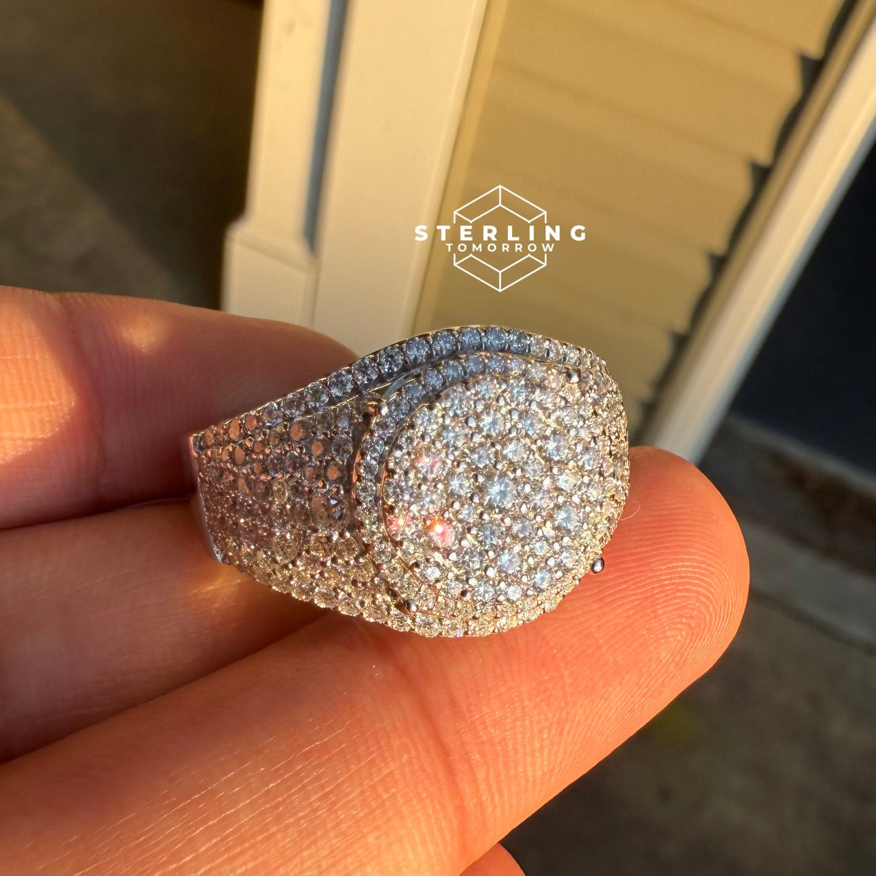 Cluster Round Moissanite Men's Ring