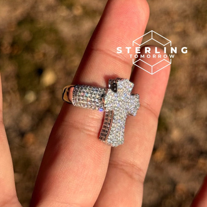 Cross Moissanite Ring
