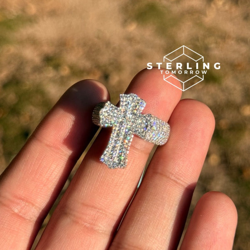 Cross Moissanite Ring