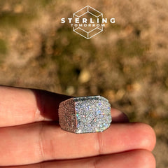 Square Block Moissanite Men's Ring