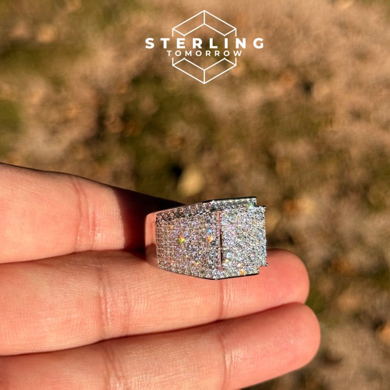 Square Block Moissanite Men's Ring