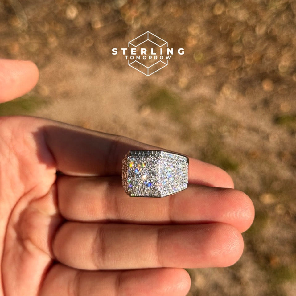 Square Block Moissanite Men's Ring