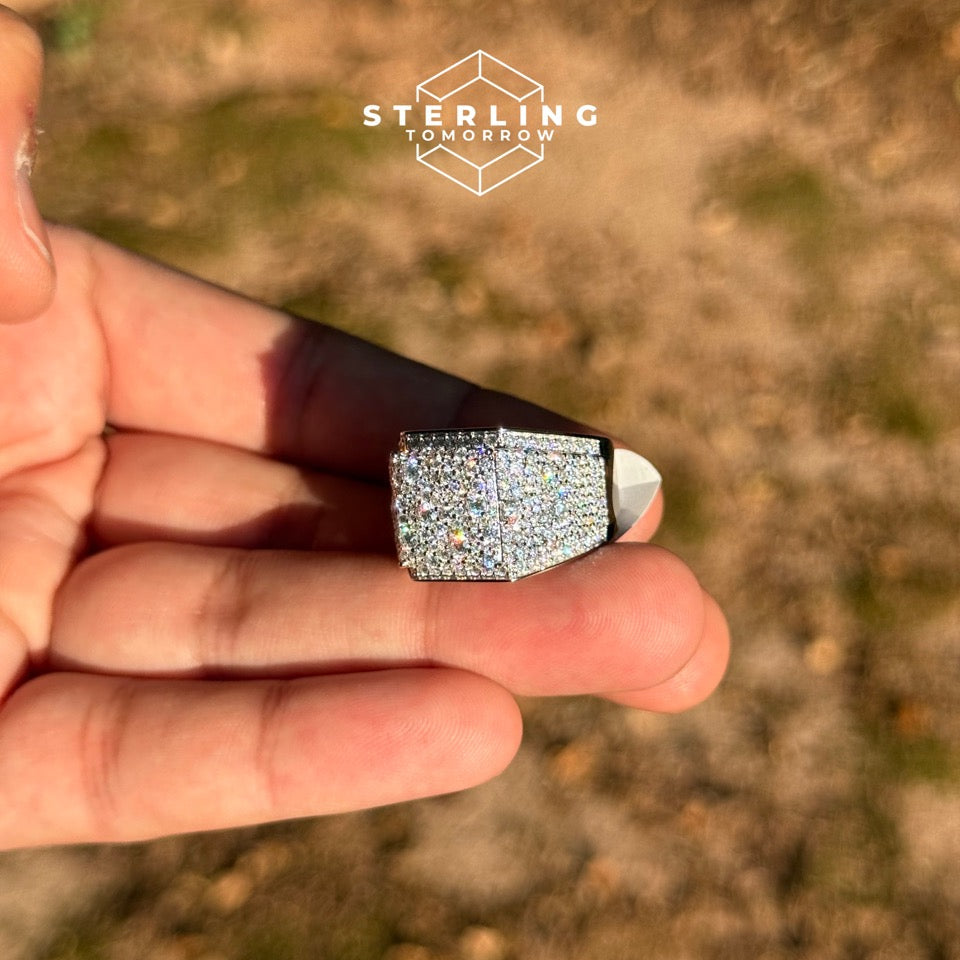 Square Block Moissanite Men's Ring