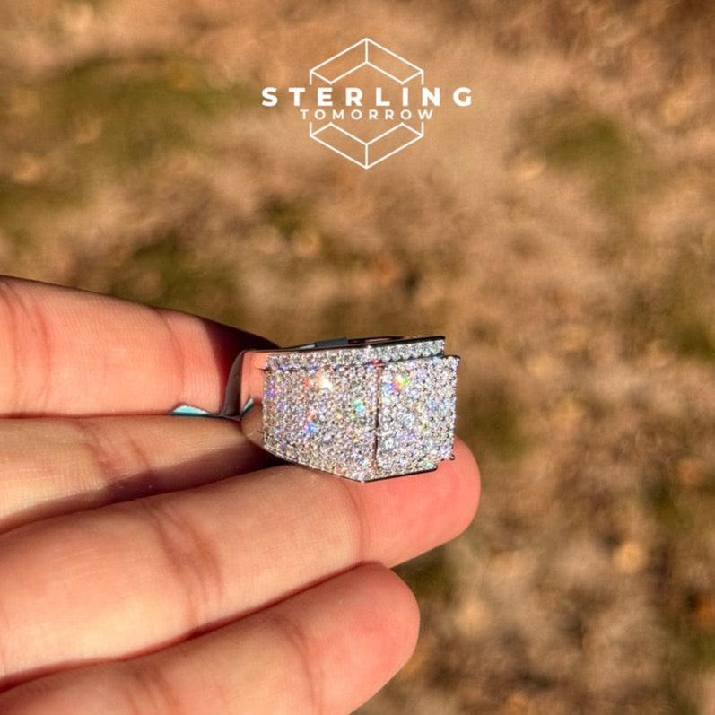 Square Block Moissanite Men's Ring