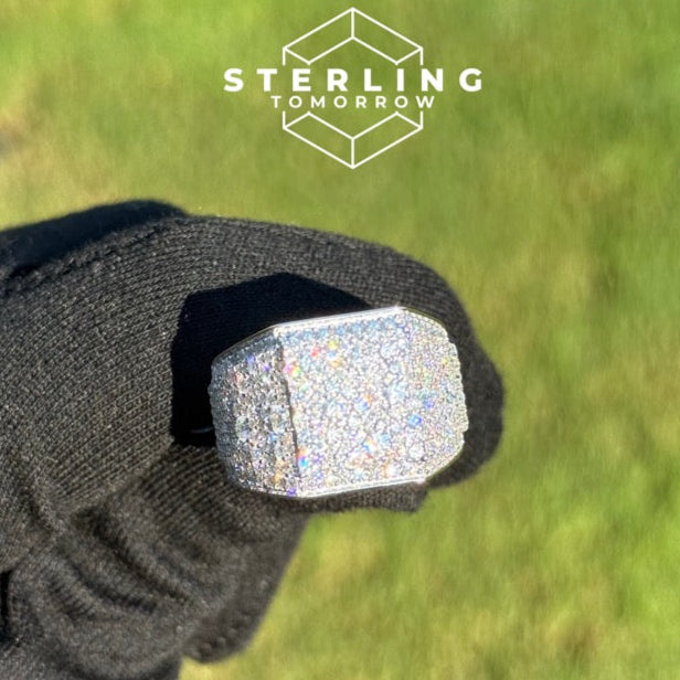 Square Block Moissanite Men's Ring