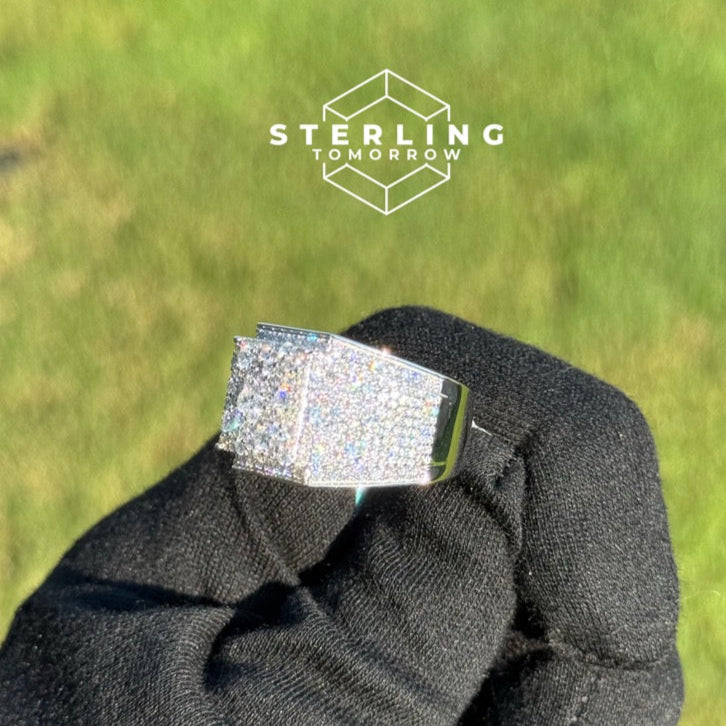 Square Block Moissanite Men's Ring