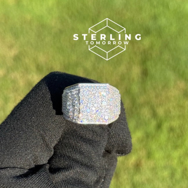 Square Block Moissanite Men's Ring