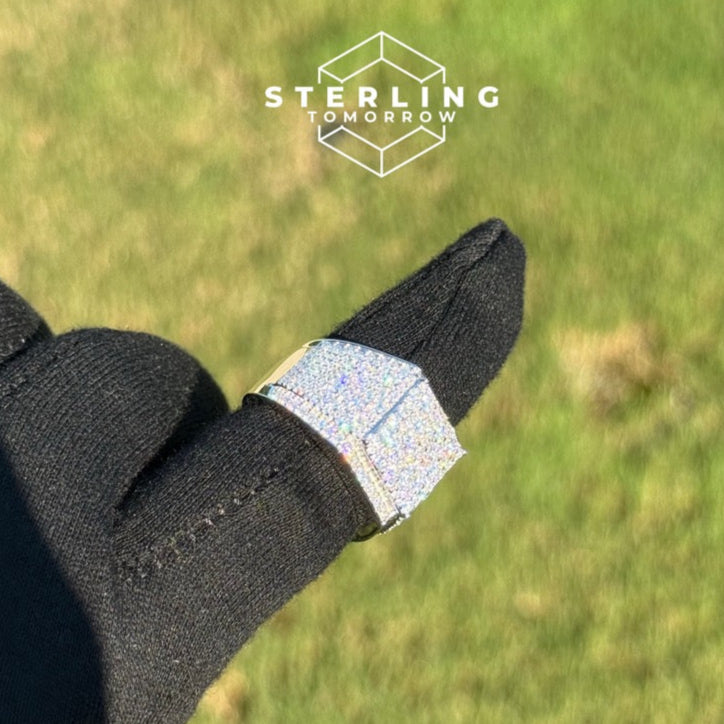 Square Block Moissanite Men's Ring