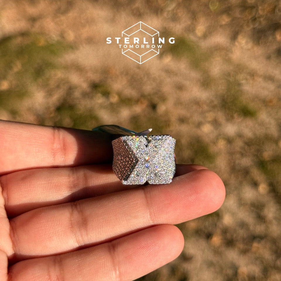 "X" Moissanite Men's Ring