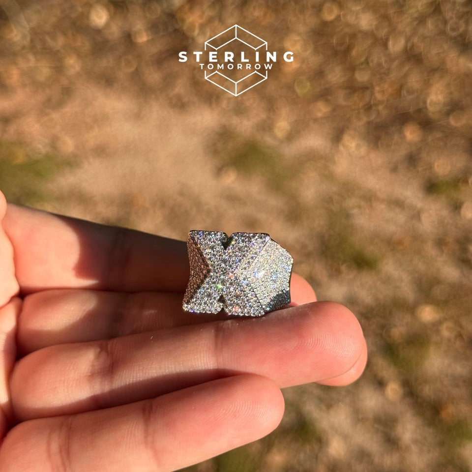 "X" Moissanite Men's Ring