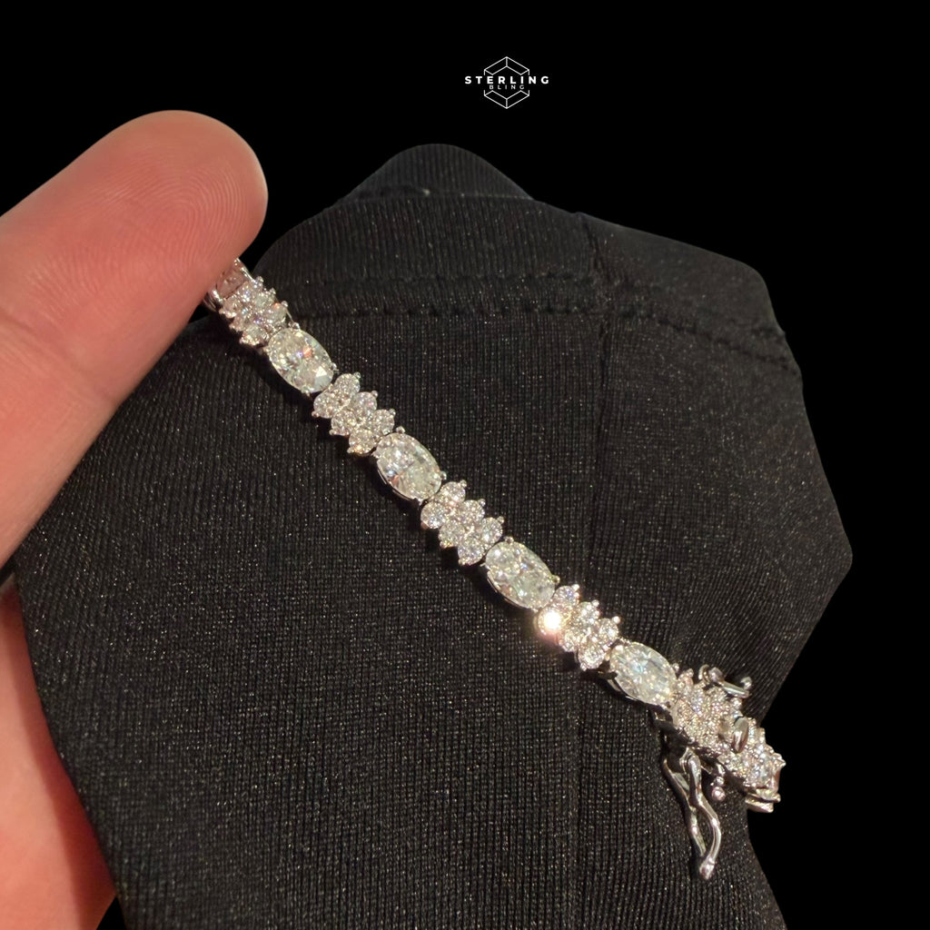 Moissanite Marquise Tennis Bracelet, 925 Sterling Silver Flower Cluster Bracelet