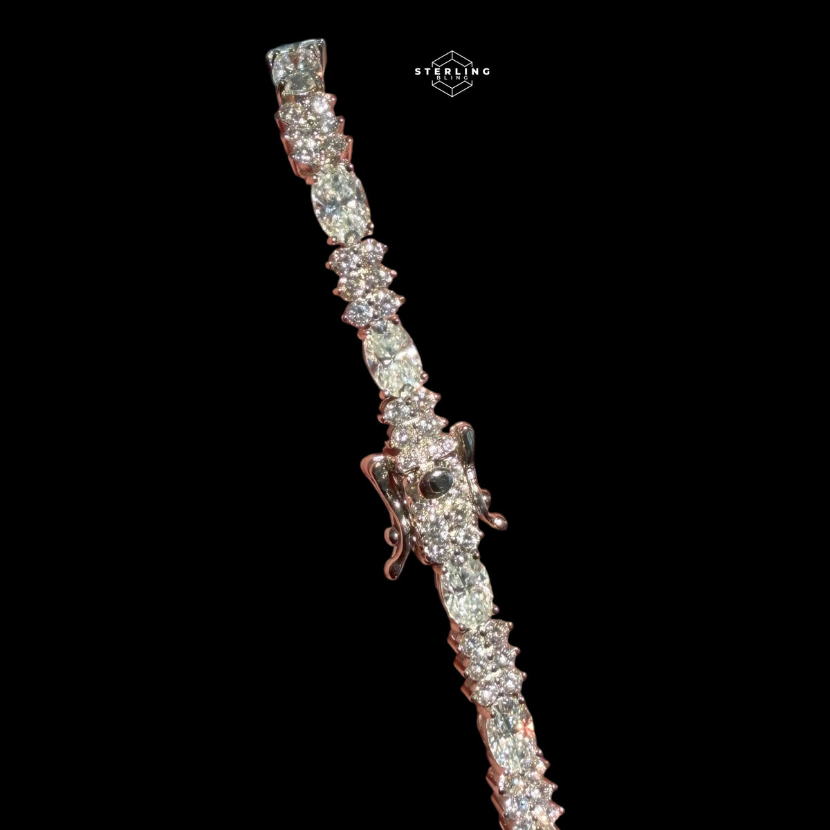 Moissanite Marquise Tennis Bracelet, 925 Sterling Silver Flower Cluster Bracelet
