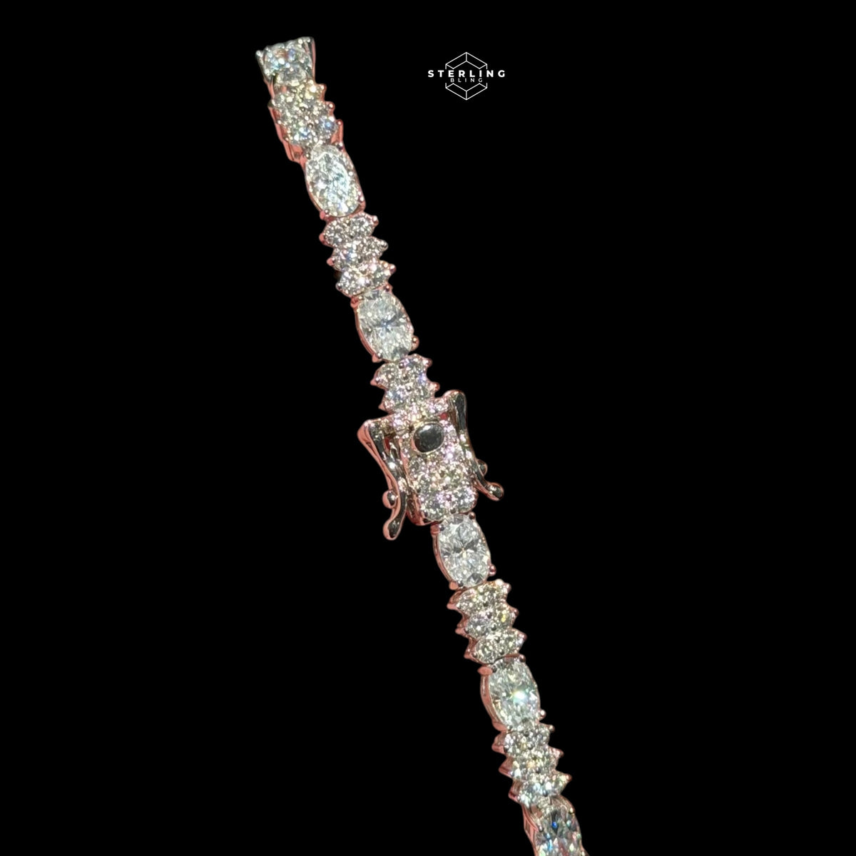 Moissanite Marquise Tennis Bracelet, 925 Sterling Silver Flower Cluster Bracelet