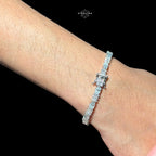 Moissanite Marquise Tennis Bracelet, 925 Sterling Silver Flower Cluster Bracelet