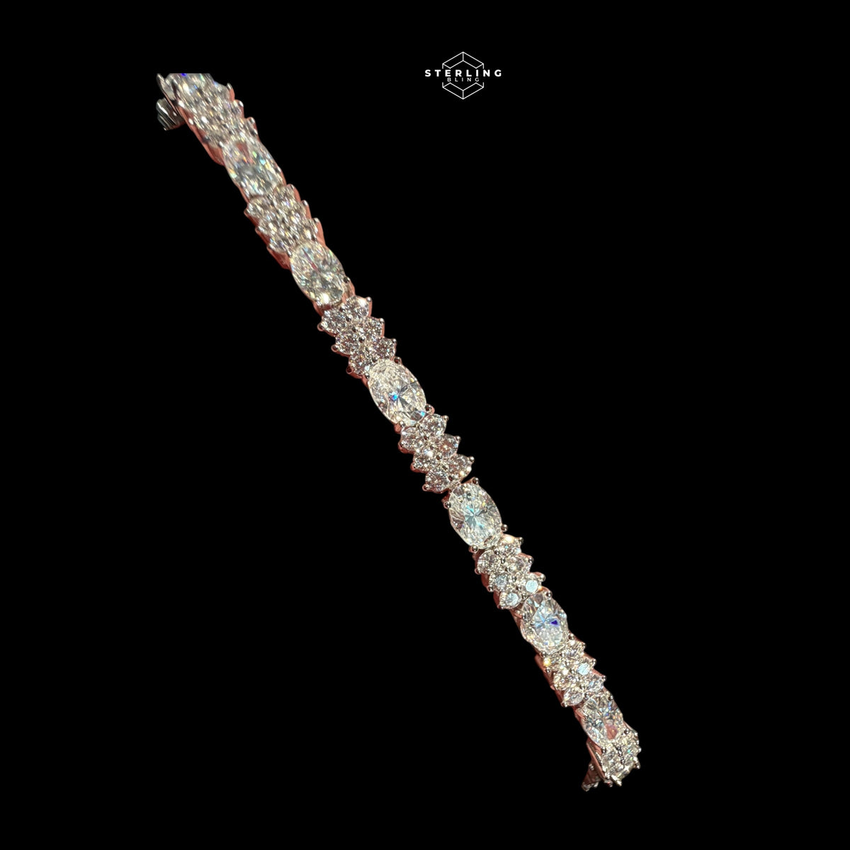 Moissanite Marquise Tennis Bracelet, 925 Sterling Silver Flower Cluster Bracelet