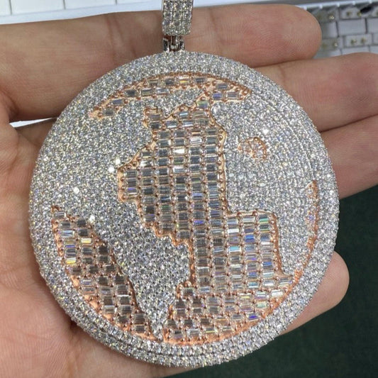 Rose Globe Custom Baguette Moissanite Pendant