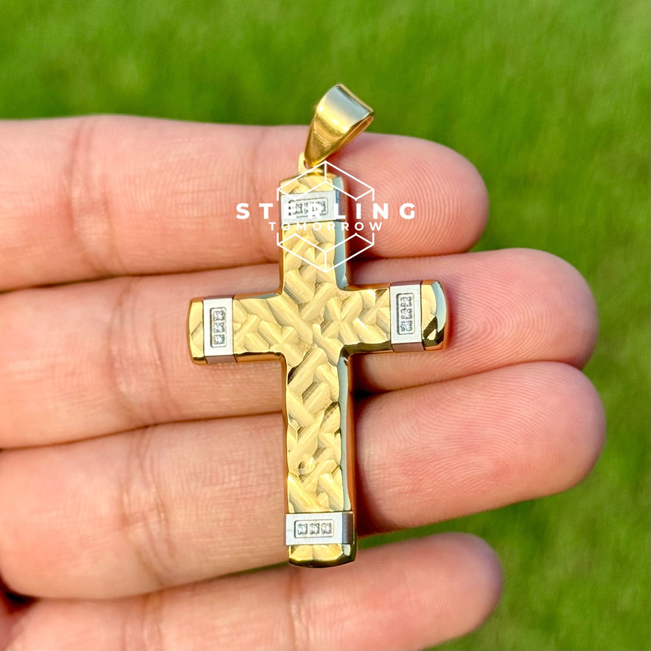Textured Cross Stainless Steel Pendant