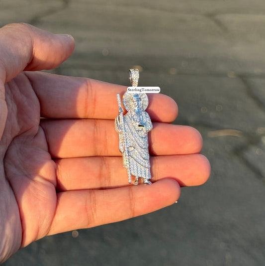 St. Jude Moissanite Religious Iced Out Pendant