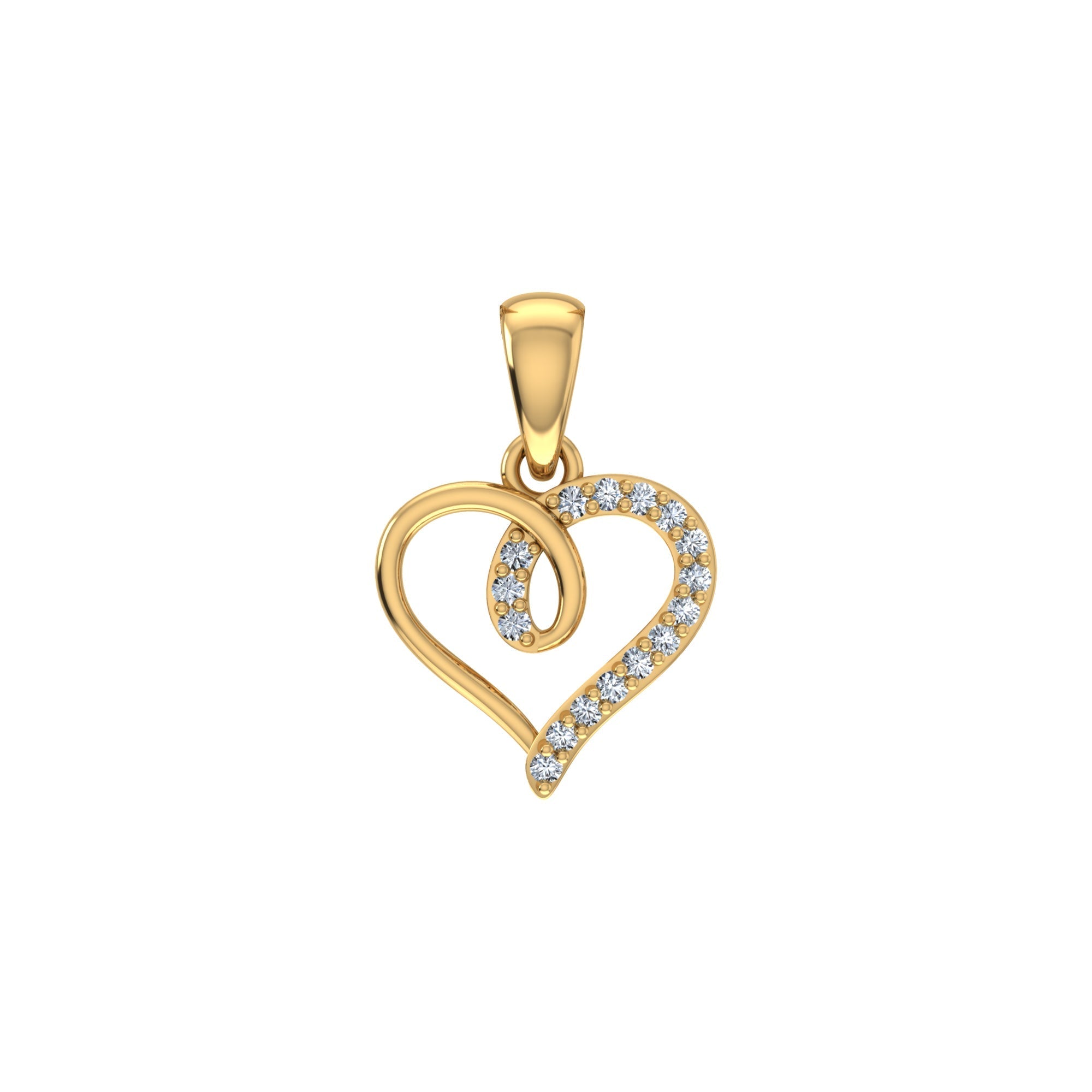 Twisted Heart Diamond Pendant 10K Yellow Gold