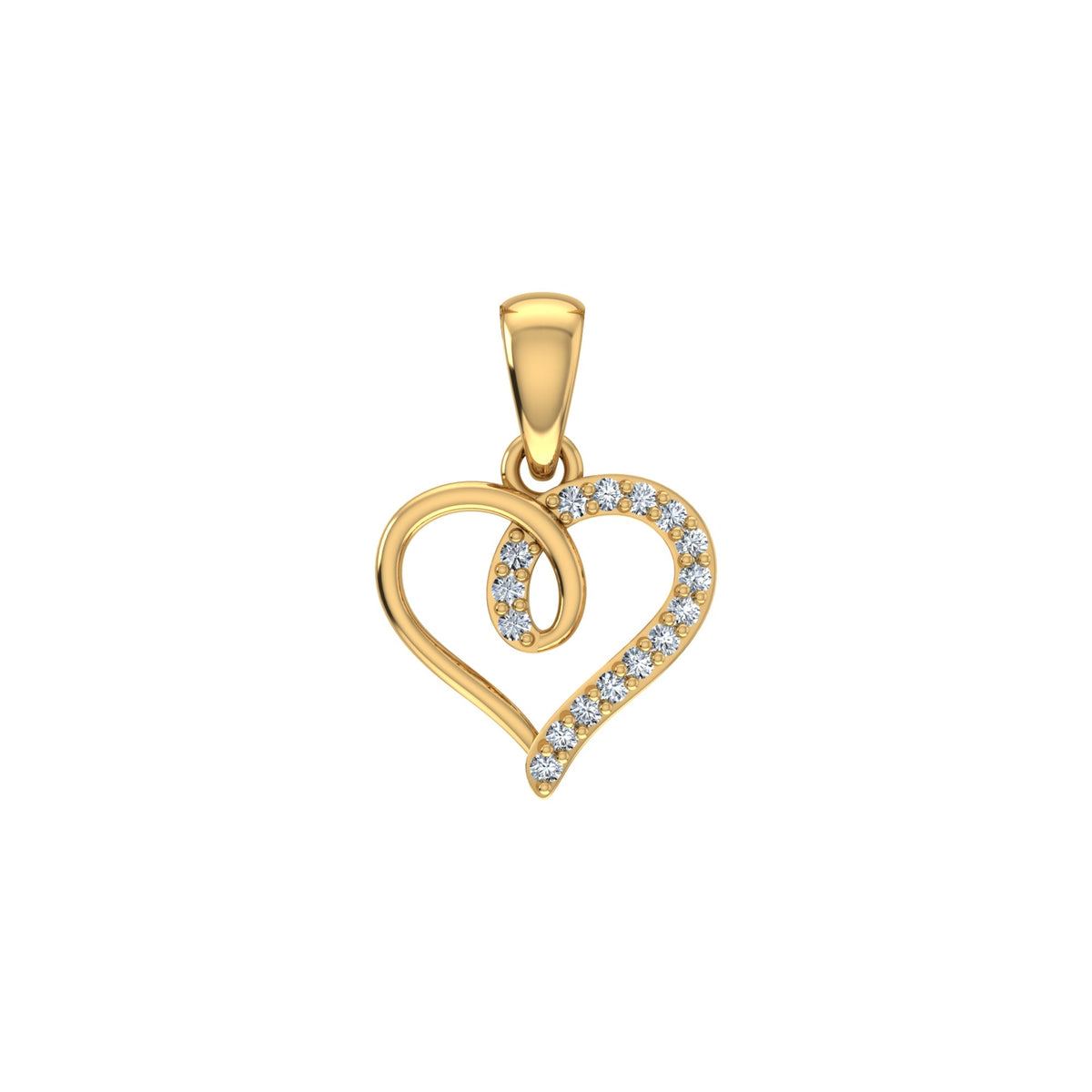 Twisted Heart Diamond Pendant 10K Yellow Gold