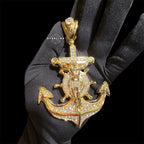 XL Gold Iced Out Jesus Anchor Pendant