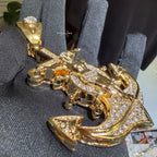 XL Gold Iced Out Jesus Anchor Pendant
