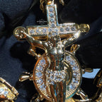 XL Gold Iced Out Jesus Anchor Pendant