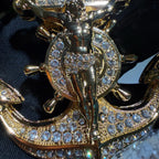 XL Gold Iced Out Jesus Anchor Pendant
