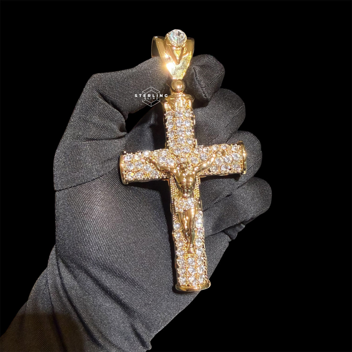 XL Gold Cross Crucifix Pendant