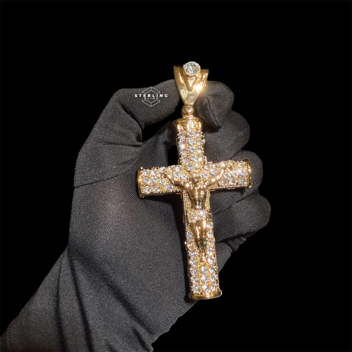 XL Gold Cross Crucifix Pendant