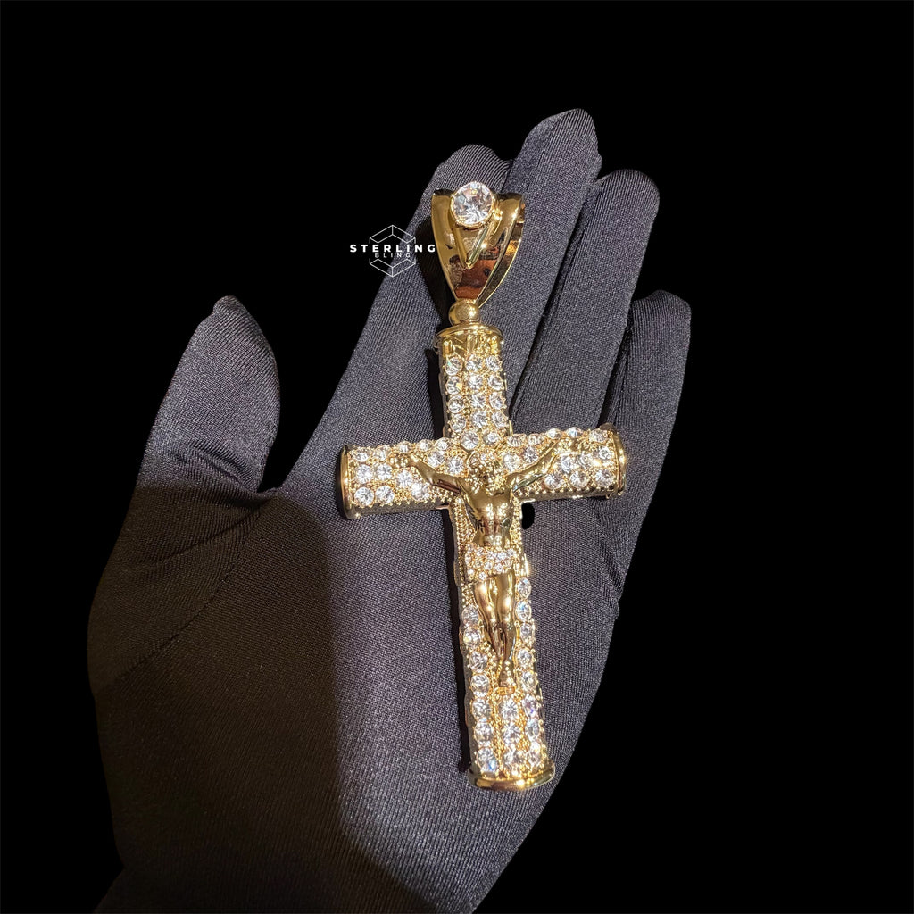 XL Gold Cross Crucifix Pendant