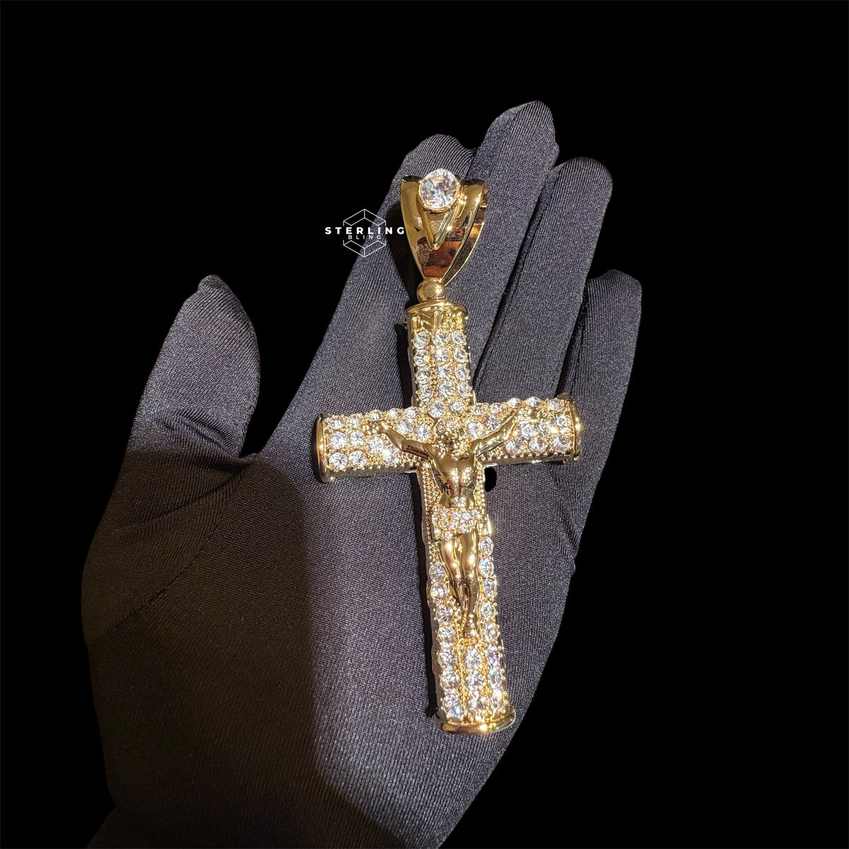 XL Gold Cross Crucifix Pendant