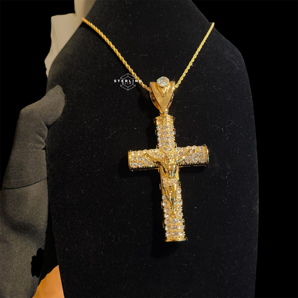 XL Gold Cross Crucifix Pendant