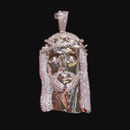 Jesus Face Silver Tone Large Iced Out Pendant