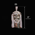 Jesus Face Silver Tone Large Iced Out Pendant