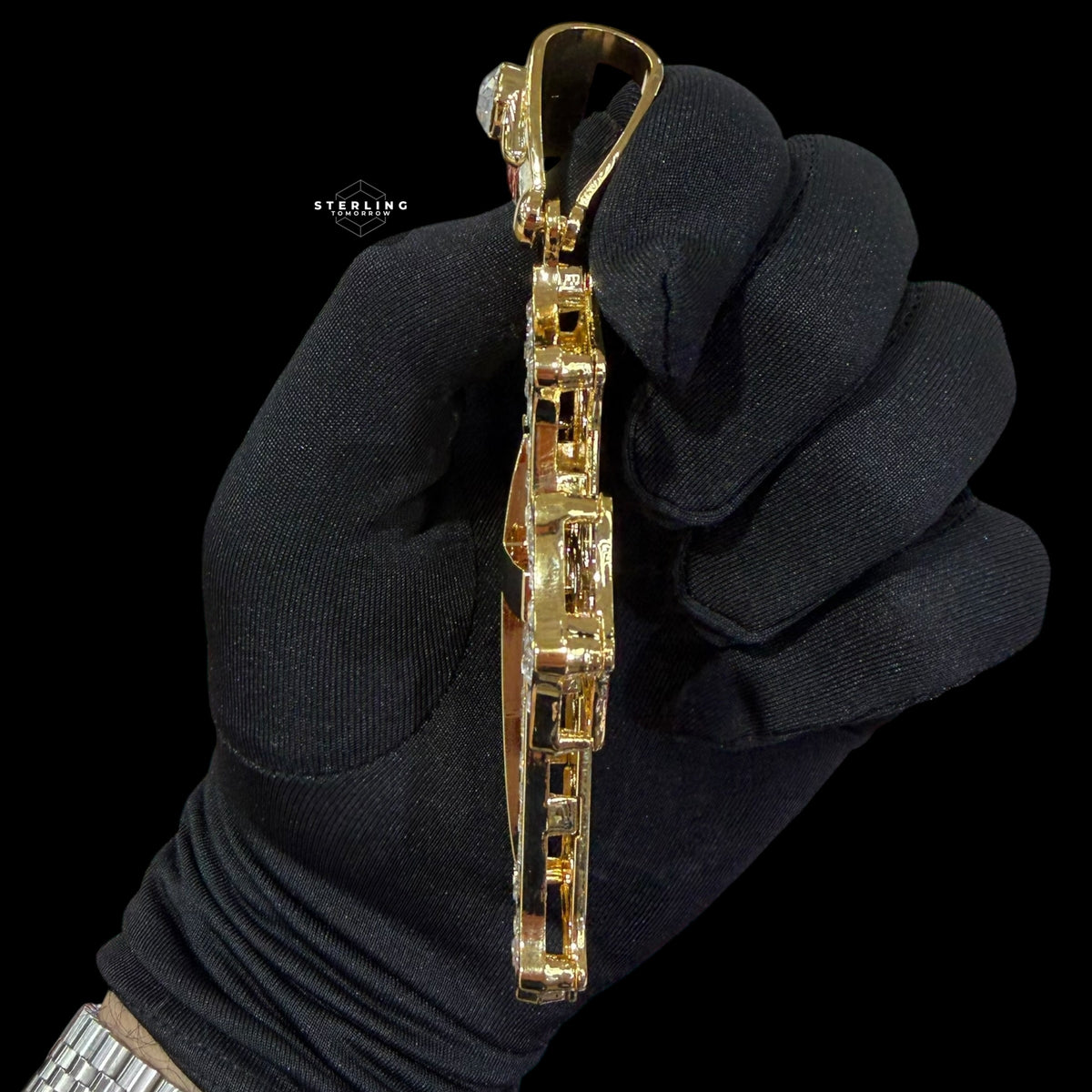 Big Gold Iced Out Cross Pendant, 14K Gold Plated CZ Diamond Christian Necklace, Religious Hip Hop Jewelry with Rope Chain