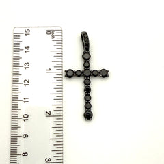 Black Gunmetal Stone Cross Pendant