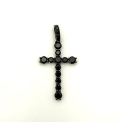 Black Gunmetal Stone Cross Pendant