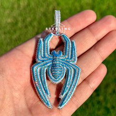 Blue Spider Pendant Iced Out Glow in the Dark