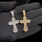 Iced Out Baguette Cross Pendant + Rope Chain