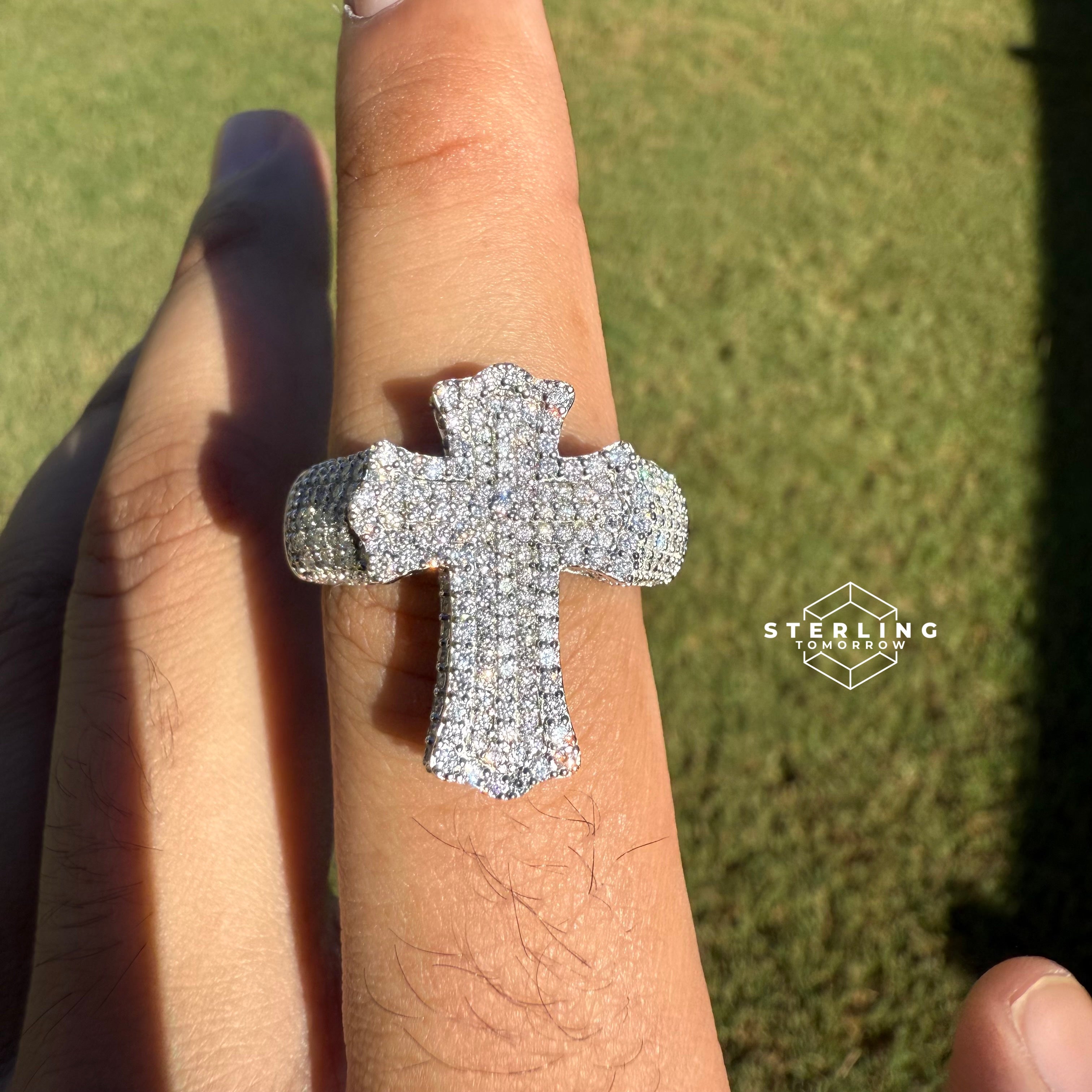 Cross Moissanite Ring