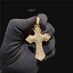 Baguette Cross Iced Out Pendant 14k Gold Plated CZ