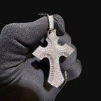 Baguette Cross Iced Out Pendant 14k Gold Plated CZ
