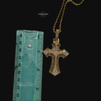 Baguette Cross Iced Out Pendant 14k Gold Plated CZ