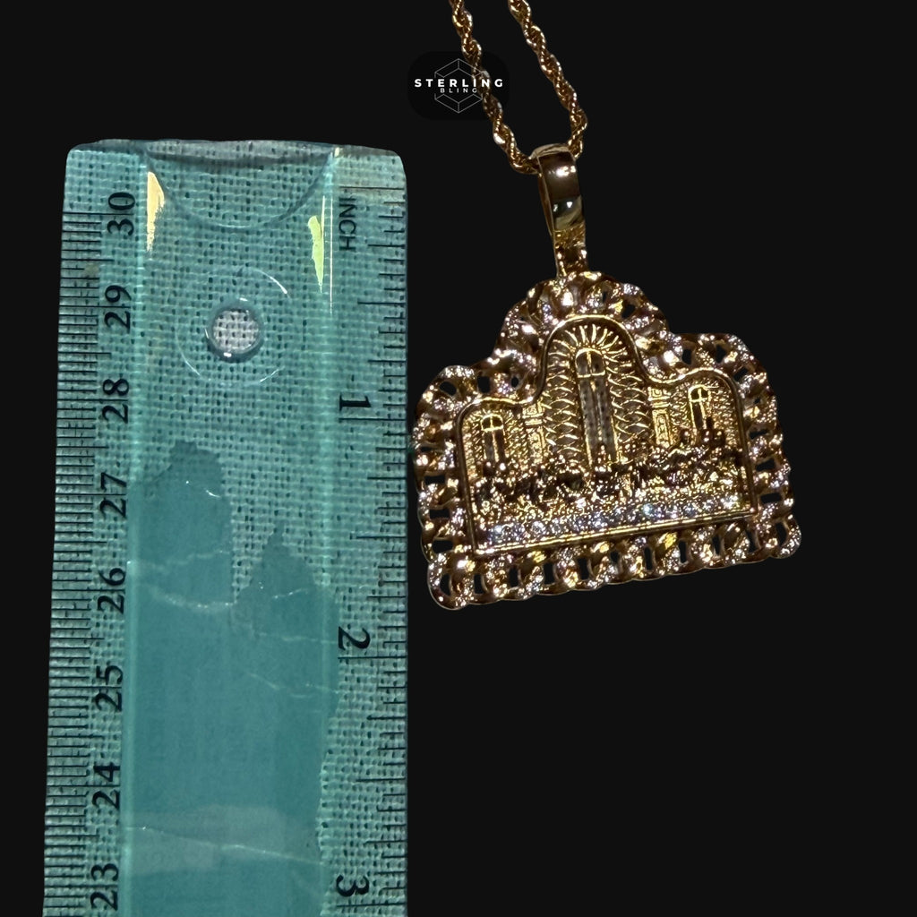 Cuban Link Style Iced Out Last Supper Pendant Necklace Gold or Silver, CZ Diamond Jesus Religious Pendant, Christian Hip Hop Jewelry