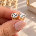 10K Gold Moissanite Solitaire Stud Earrings