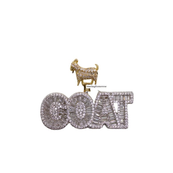 14K Gold Plated Iced Out “GOAT” Pendant | Bold Hip Hop Pendant with Free Chain