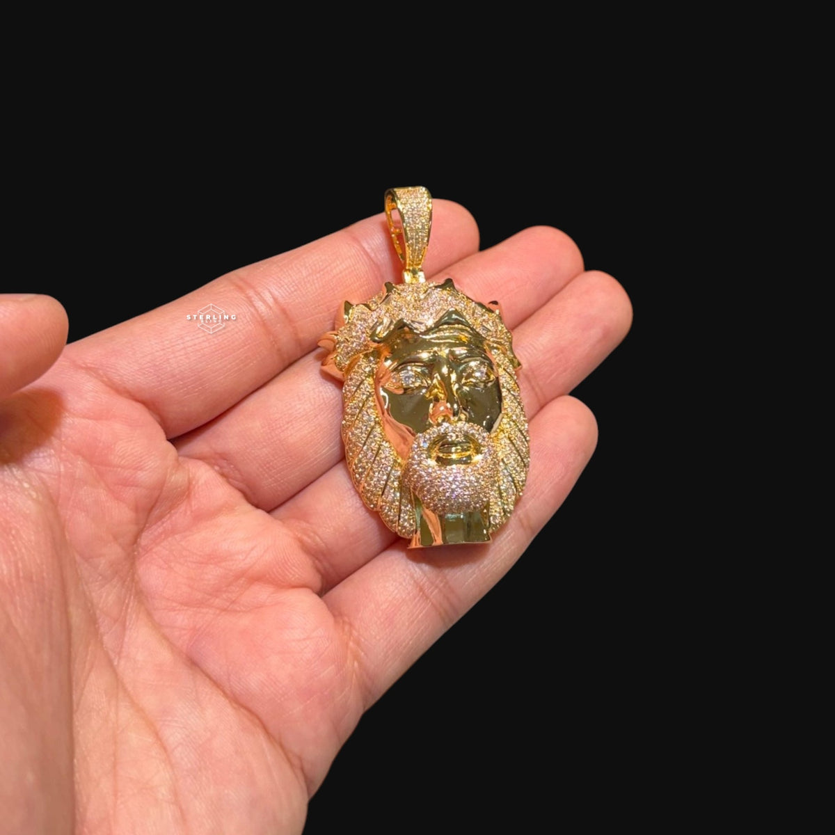 Gold Jesus Pendant Iced Out 14k Gold Plated