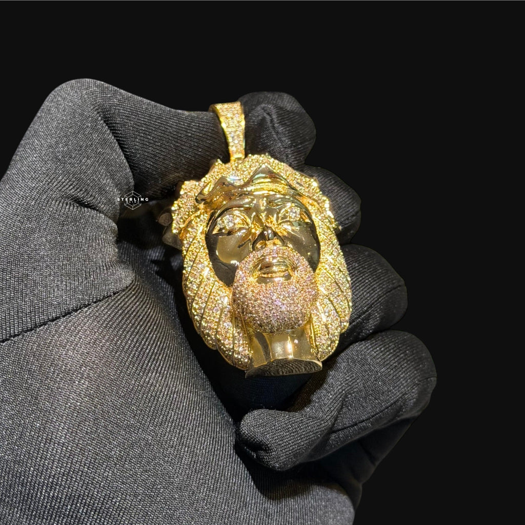 Gold Jesus Pendant Iced Out 14k Gold Plated